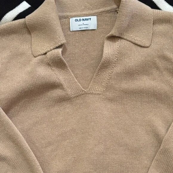 Old Navy Black and Cream Striped Sweater with Tan Sweater - Picture 3 of 4